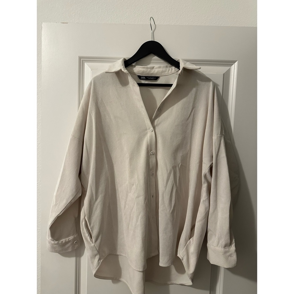 Zara cream corduroy blouse